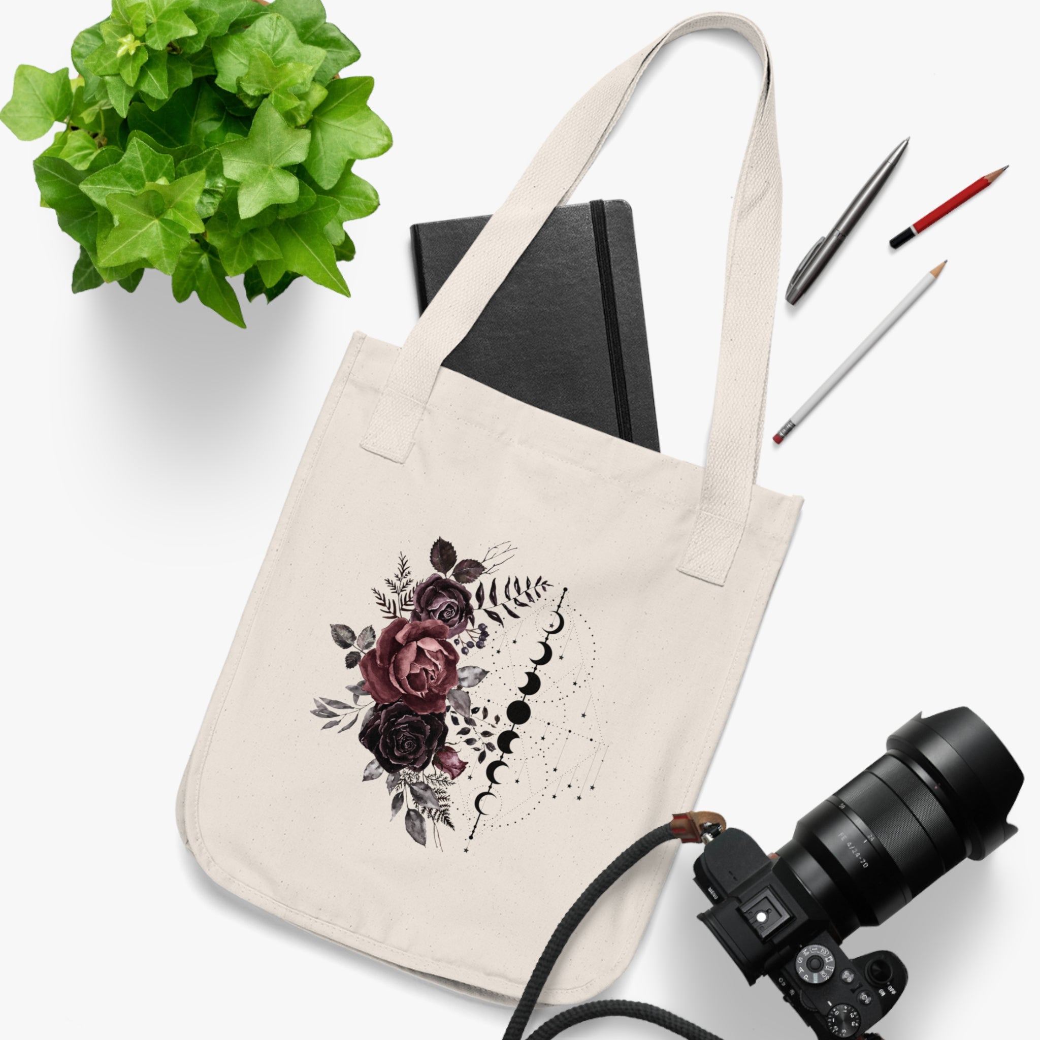 Rose & Moon Collection Organic Canvas Tote Bag