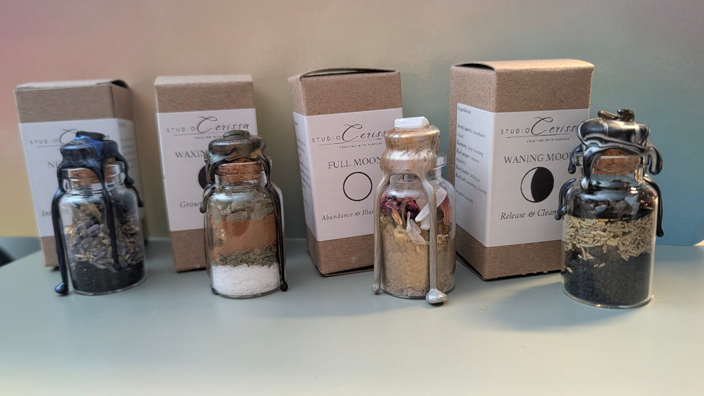 Moon Phase Spell Jar Collection | Lunar Intentions | Handcrafted | New Waxing Full Waning