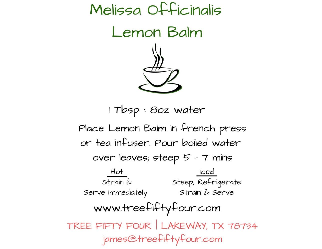 Lemon Balm, C/S | 8oz | Bulk Spices